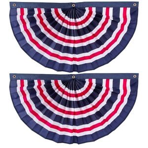 Patriotic Red, White, and Blue Fan Flag with Brass Grommets (2-pack)